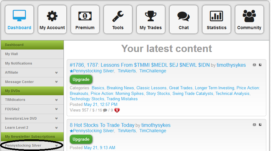 Profit.ly Account Profile to Access Pennystocking Silver Timothy Sykes